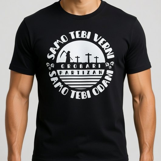 T-shirt Grobari Partizan Crno Beli 