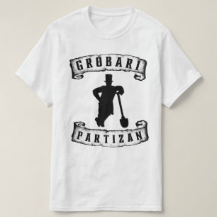 T-shirt Grobari Partizan Crno Beli Grobar Sa Lopatom