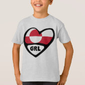 T-shirt Groenland Code du pays Drapeau Cardiaque Badge, GR (Devant)