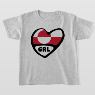 T-shirt Groenland Code du pays Drapeau Cardiaque Badge, GR