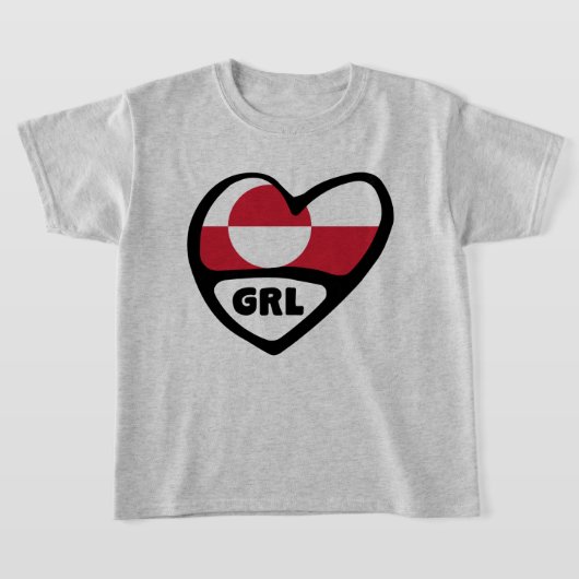 T-shirt Groenland Code du pays Drapeau Cardiaque Badge, GR (Poser)