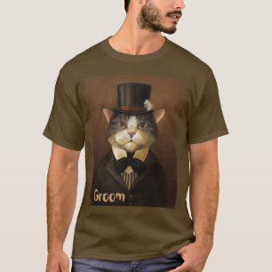 T-shirt GROOM, drôle de marié chat