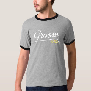 T-shirt Groom Floral Mariage Calligraphie Ringer Shirt