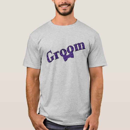T-shirt Groom Purple Zebra Print Wedding Party (Devant)