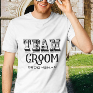 T-shirt Groomsman Team Groom Encre Noire Lettrée À La Main
