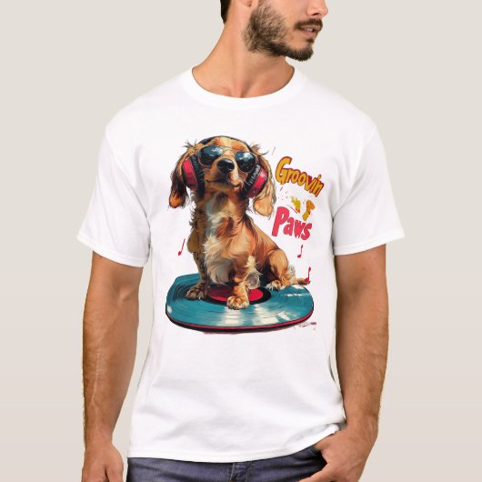 T-shirt Groovin Paws - Dachshund Music (Devant)