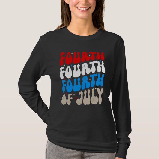 T-shirt Groovy 4th Of July Merica Patriotic American Flag  (Devant)