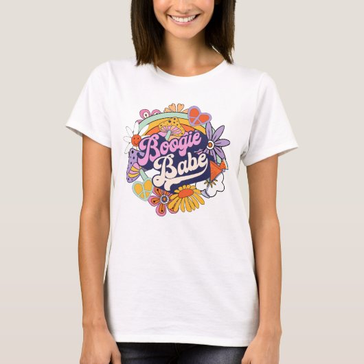 T-shirt Groovy 70s Célibataire Boogie Babe ID929 (Devant)