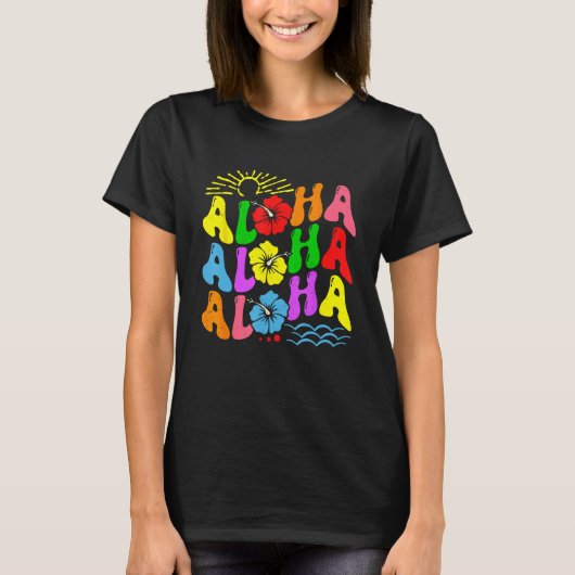 T-shirt Groovy Aloha Hawaii Beach Summer Vacation Family C (Devant)