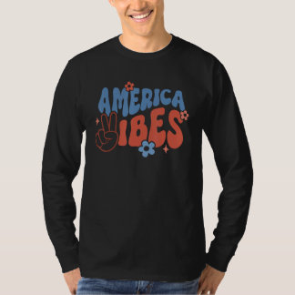 T-shirt Groovy America Vibes Retro American USA 4th Of Jul