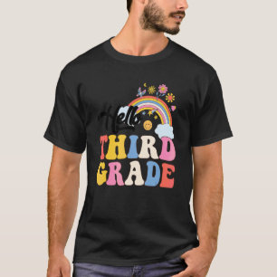 T-shirt Groovy Bonjour Troisième année Arc-en-ciel Enseign