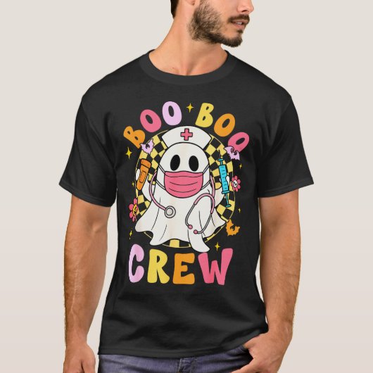 T-shirt Groovy Boo Boo Crew Nurse Funny Ghost Women Hallow (Devant)