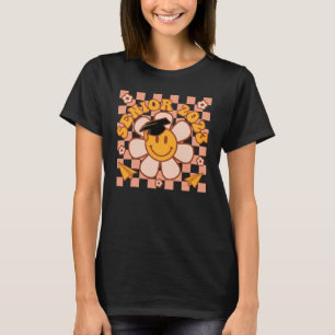 T-shirt Groovy Checkered Senior 2023 Retro Flower Graduate