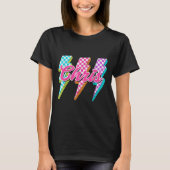 T-shirt Groovy Chris Lightning Bolt Checkered I Love Meme (Devant)