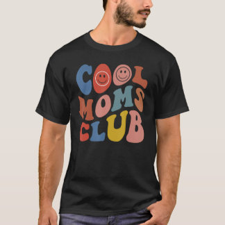 T-shirt Groovy Cool Moms Club Smile Face  Mothers Day New 