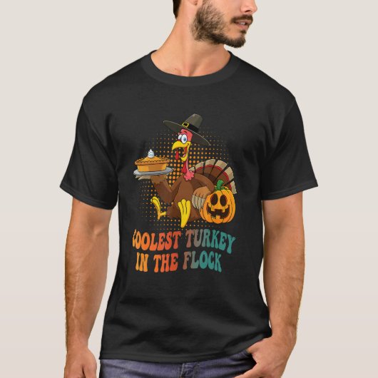 T-shirt Groovy Coolest Turkey In The Flock Turkey hat pump (Devant)