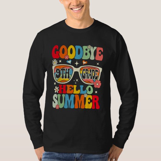 T-shirt Groovy Goodbye 9th Grade Graduation Hello Summer K (Devant)
