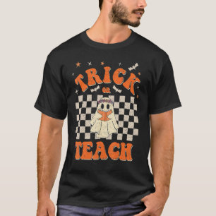 T-shirt Groovy Halloween Trick or Teach Rétro Fleur Ghost