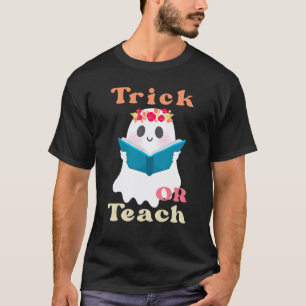 T-shirt Groovy Halloween Trick or Teach Rétro Fleur Ghost