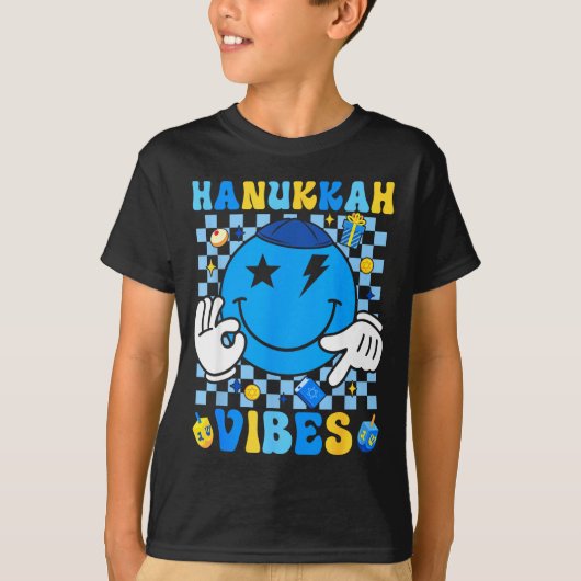 T-shirt Groovy Hanukkah Vibes Chanukah Pajama Happy Hanukk (Devant)