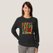 T-shirt Groovy Happy First Day Of School Back To School Te (Devant entier)