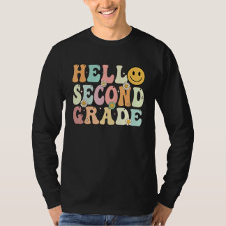 T-shirt Groovy Hello 2nd Second Grade Back To School Teach