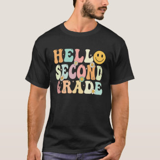 T-shirt Groovy Hello 2nd Second Grade Back To School Teach