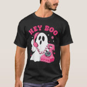 T-shirt Groovy Hey Boo Cute Ghost Funny Halloween Mens Wom (Devant)