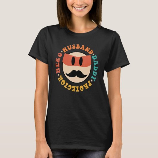T-shirt Groovy Hippie Husband Daddy Protector Hero Dad Fat (Devant)