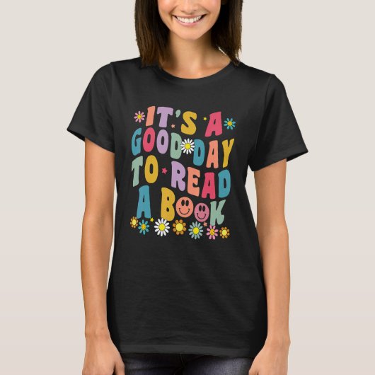 T-shirt Groovy It's Good Day To Read Book Library Reading (Devant)