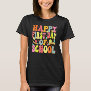 T-shirt Groovy Joyeux Premier Jour D'école Retour Aux Cour