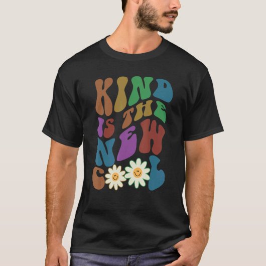 T-shirt Groovy KIND IS THE NEW COOL Retro Anti Bullying Ch (Devant)