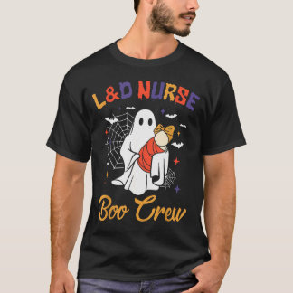 T-shirt Groovy L&amp;d Nurse Boo Crew Ghost Halloween Moth