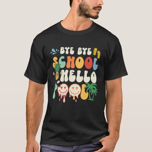 T-shirt Groovy Last Day Of School Hello Summer Teacher Kid (Devant)