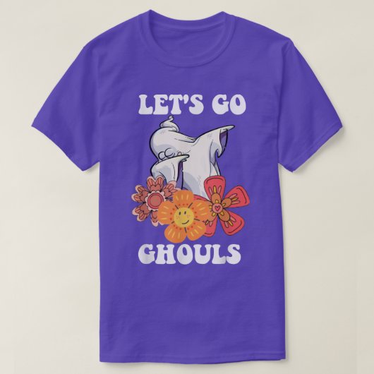 T-shirt Groovy Let's Go Ghouls Floral Ghost Hippie Hallowe (Design devant)