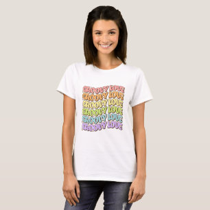 T-shirt Groovy Love Daisy Rétro Arc-en-ciel