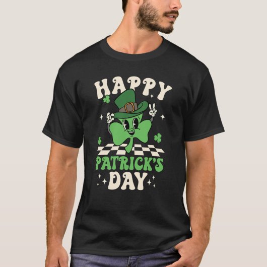 T-shirt Groovy Lucky Shamrock Happy St Patrick's Day C Iri (Devant)