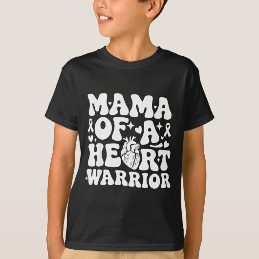 T-shirt Groovy Mama Of A Heart Warrior Chd Awareness Heart (Devant)