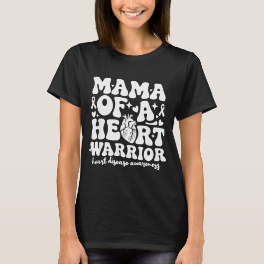 T-shirt Groovy Mama Of A Heart Warrior Chd Awareness Heart (Devant)