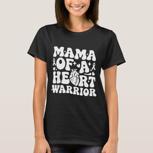 T-shirt Groovy Mama Of A Heart Warrior Chd Awareness Heart (Devant)