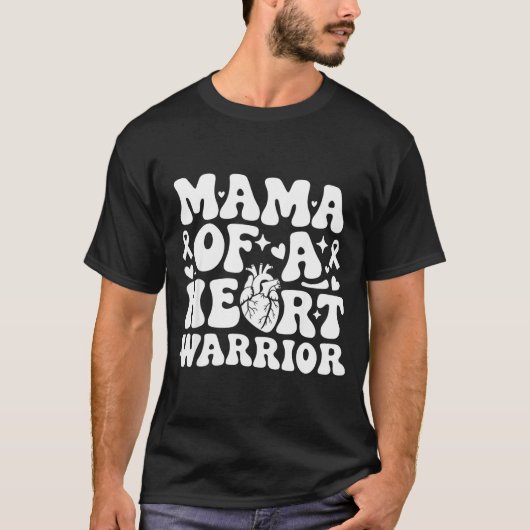 T-shirt Groovy Mama Of A Heart Warrior Chd Awareness Heart (Devant)
