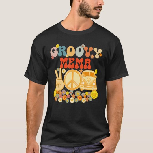 T-shirt Groovy Mema Retro Matching Family Baby Shower Moth (Devant)