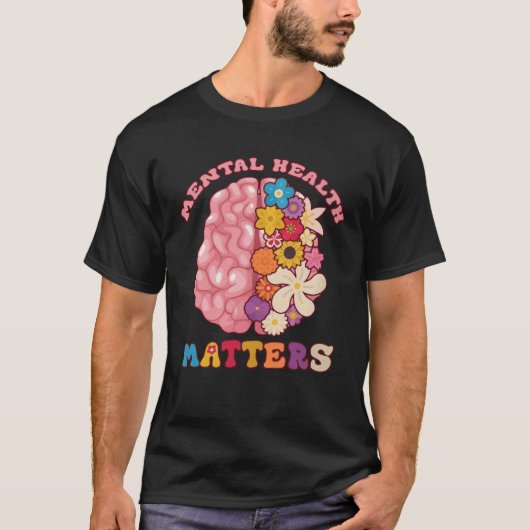 T-shirt Groovy Mental Health Matters Human Brain Illness A (Devant)