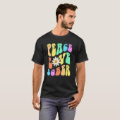 T-shirt Groovy PEACE LOVE SOBER Fun Lifestyle Still Clean (Devant entier)