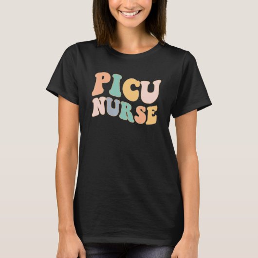 T-shirt Groovy PICU Nurse Appreciation Pediatric Intensive (Devant)