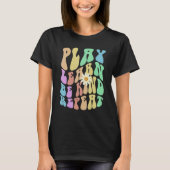 T-shirt Groovy PLAY LEARN BE KIND REPEAT Retro Stop Bullyi (Devant)