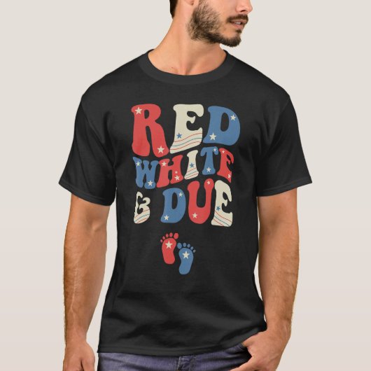 T-shirt Groovy Red White And Due Baby Reveal 4th of July M (Devant)
