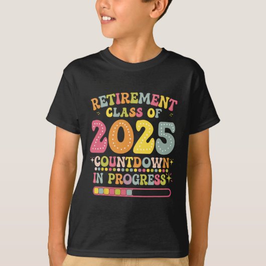 T-shirt Groovy Retirement Cl Of 2025 Teacher Countdown Loa (Devant)