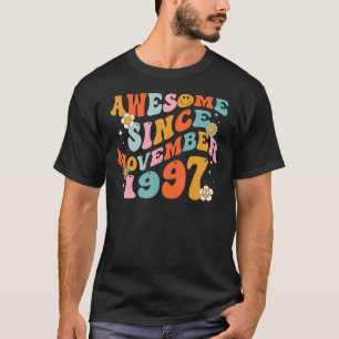 T-shirt Groovy Retro Awesome Since 1997 25 ans Old 25th