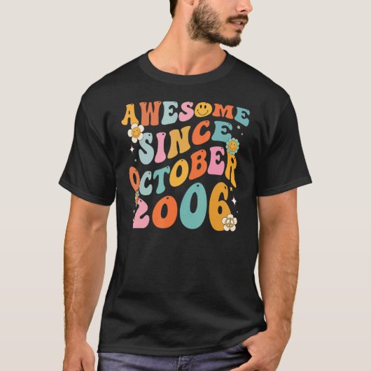 T-shirt Groovy Retro Awesome Since 2006 (Devant)